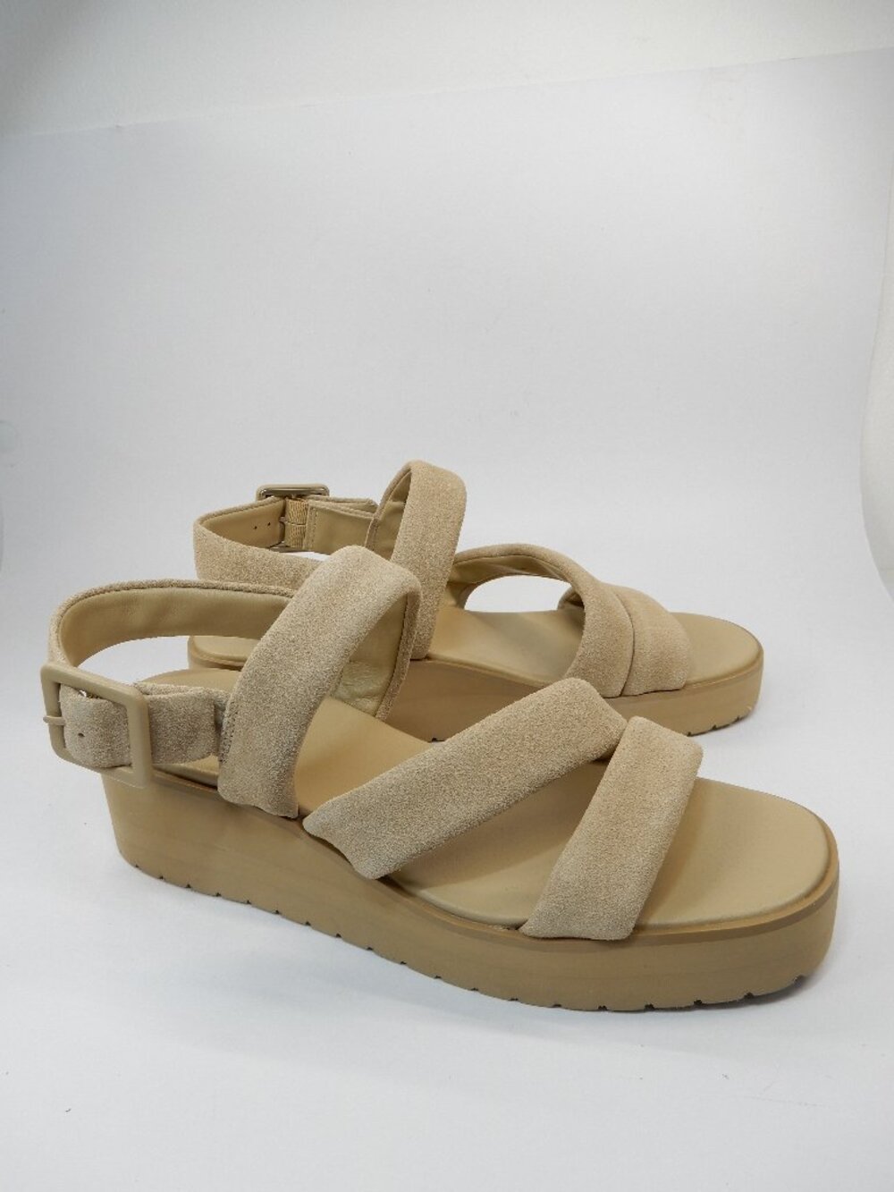 VINCE Skylar Low Wedge Slingback SANDALS Size 8.5 Nude Beige Suede NEW $280 - Picture 5 of 16